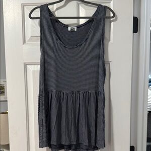 Striped Sleeveless Top - Blue and White